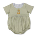 Short sleeves dog embroidery stripe baby boy romper